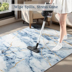 CRYPTOLITE Abstract Area Rug 4x6 Washable Rug with Non-Slip Backing Low Pile Area Rug Area Rugs for Living Room, Bedroom, Dining Room, Blue