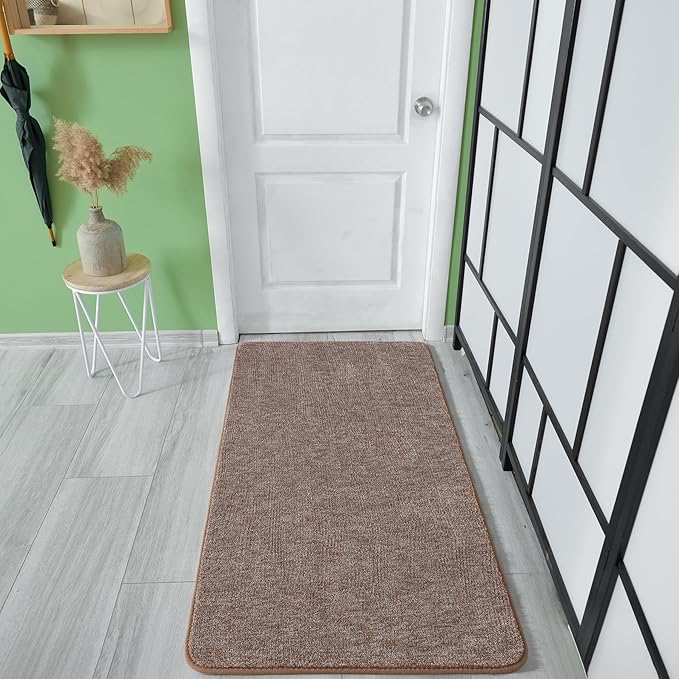 Keeko Soft 2x4 Small Runner Rug Brown, Bedside Rugs for Bedroom Indoor Runner Hallway Carpets Non Slip Living Room Area Throw Rugs Memory Foam Laundry Room Rug for Teen Kids Boys Dorm Room Decor