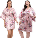QXQTER Peony Floral Silky Satin Robe Wedding Bridal Party Bride Bridesmaid Robes for Women Dressing Gown Kimono Robe