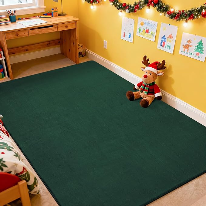 Przemy Washable Area Rug for Living Room Bedroom, 5x7 Feet Green Memory Foam Rug, Super Soft Modern Indoor Carpet for Kids Room Boys Girls Dorm Bedside Nursery Decor