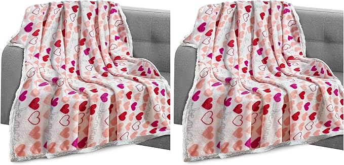 Elegant Comfort Throw Blanket, Reversible Sherpa Flannel, Ultra-Soft, Fuzzy, Cozy and Plush- All Season Lightweight Decorative Throw, 50 x 60 inches, Isabella Sherpa Throw (Pack of 2)