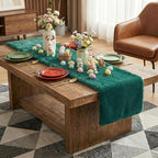 duduta Emerald Green Faux Fur Table Runner 48 inches Long, Fluffy Dresser Runner Covers Spring Easter Decor