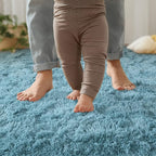 YJ.GWL Area Rugs for Living Room Bedroom, 5x8 Machine Washable Large Teal Carpet, Soft Fluffy Shaggy Thick Big Shag Indoor Floor Rug for Kids Boy and Girls Room Dorm Home Decor Aesthetic