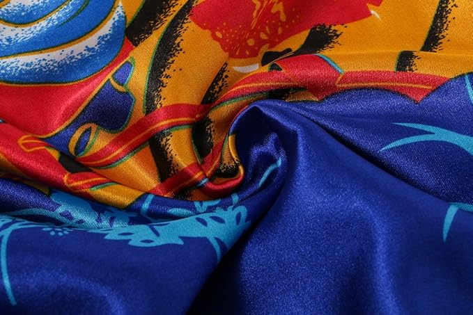 Valennia Women Long Silky Bathrobe Satin Kimono Robe Floral Printed Dressing Gown Sleepwear