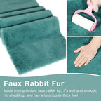 duduta Teal Blue Faux Fur Table Runner 72 inches Long, Fluffy Dresser Runner Covers Spring Easter Home Decor