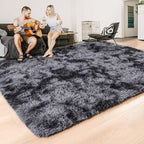ISEAU 4x6 Area Rug for Living Room, Dark Grey Rugs for Bedroom, Dorm, College, Apartment, Soft Shaggy Carpets, Machine Washable Mats, Under Bed, On Nursery Floors Mat, Boys, Girls Room Carpet Decor