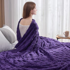 NEWCOSPLAY Super Soft King Blanket Purple Premium Silky Flannel Fleece 3D Checkered Lightweight Bed Blanket All Season Use (Purple Checkered, King(90"x110"))