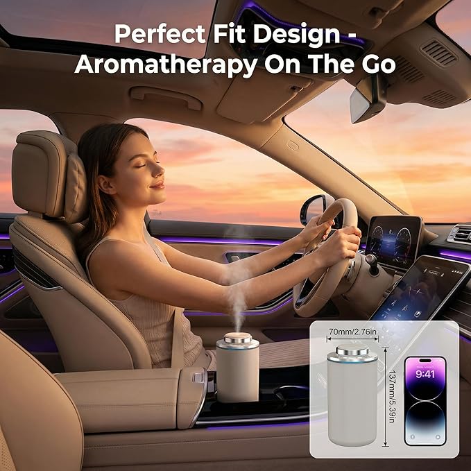 Waterless Essential Oil Diffuser, Scent Air Machine for Car/Home, Up to 500 sq.ft, Waterless Portable Aromatherapy Diffuser with 15mL Capacity, Car & Home Dual Mode