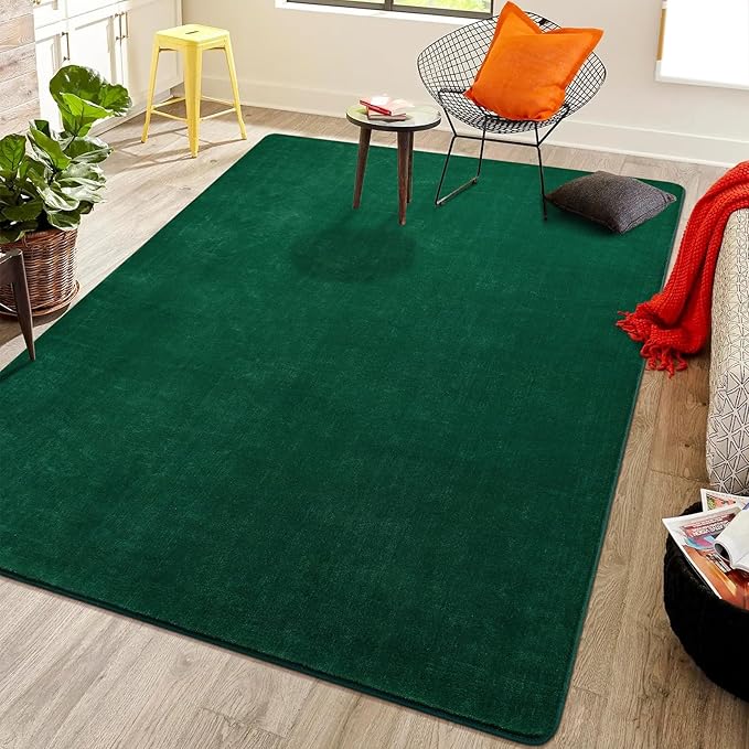 Softlife 6x9 Green Living Room Rug, Washable Area Rugs for Bedroom, Soft Fluffy Fuzzy Carpet Bedside Rug Indoor Non-Slip Rugs for Kids Home Decor Aesthetic Dorm Nursery