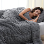 Cottonblue Weighted Blanket for Adults - Plush Cozy Sherpa Weighted Blankets for a Better Night's Sleep, Luxurious Jacquard Decor Blanket Queen Size for Bed Sofa Couch, 60x80 Inches,15lbs,Grey