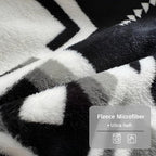 Fleece Blanket Full/Queen - 80x90 Inch Lightweight & Buttery-Soft Throw for Bed, Sofa, Camping | 300GSM Cloud-Touch Microfiber | Cozy Essentials for Travel & Movie Nights, (Boho Black&White)