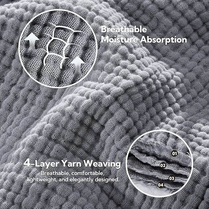 SOULFUL Muslin Throw Blanket with Tassels - Soft King Size Cotton Throw Blanket for Couch or Bed, Lightweight and Breathable Gauze for All Seasons, LightChampagne, 108" x 90"