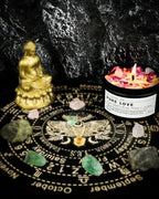 Crystal Candle, Healing Energy Protection Gift, Mindful Intentions, Best Friend, Mother's Birthday Gift.(Pure Love)