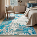 CRYPTOLITE Abstract Area Rug Washable Rug with Non-Slip Backing Low Pile Area Rugs for Living Room, Bedroom, Dining Room,4x6, Blue