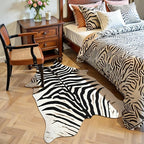HOMORE Zebra Rug, 3x4 Feet Faux Animal Skin Print Rug,Small Zebra Hide Rugs for Wall Art Decor,Western Floor Carpet for Bedroom Bedside Living Room Desk, Black and White