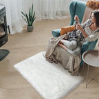 Sheepskin Faux Fur Rug, 2x3 White Fur Rug for Bedroom Small Area Throw Fluffy Fuzzy Carpet for Living Room Luxury Decor Washable Soft Shag Mats for Kids Room Nursery Dorm Bedside