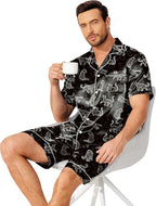 Ekouaer Mens Pajamas Set Silk Satin Sleepwear Short Sleeve Button Down Pjs Set 2 Piece Loungewear with Pockets S-XXL