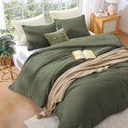 WRENSONGE Oversized Queen Comforter Set - 3 Pieces Prewashed Olive Green Comforter Soft Lightweight for All Seasons,Down Alternative Comforters Oversized Queen Size with 2 Pillow Shams