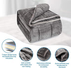 Cottonblue Weighted Blanket 15 lbs Queen Size 60x80 inches, Flannel Shaggy Sherpa Weighted Blanket for Adults Comfortable Weighted Blankets for Calming and Relax, Bed Sofa Heavy Blankets, Grey