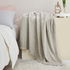 CYMULA Super Soft Knit Throw Blanket Twin Size Light Grey-Lightweight Plush Fuzzy Fluffy Warm Cozy Blankets and Throws for Sofa Bed All Season Use, 60x80 inches