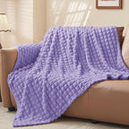 BEDELITE Lavender Throw Blanket Twin Size for Bed- Super Soft and Warm 3D Checkered Fluffy Fuzzy Fleece Blanket, Luxurious Plush Cozy Blanket for Room Decor Fall and Winter, 60x80 inches