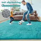 6x9 Area Rug for Living Room: Fluffy Shag Soft Washable Rugs Large Fuzzy Plush Indoor Carpet for Bedroom Nursery Playroom Kids Girls Boys Room (Teal Blue, 6'x9')