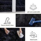 8x10 Area Rugs for Living Room Bedroom, Soft Fluffy Shaggy Bedside Rug, Indoor Floor Carpet for Kids Playroom, Dorms, Nursery Rooms, Home Decor (Black 8'x10')