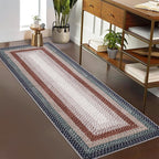RUGSREAL Hallway Runner Rugs 2x6 Braided Rug Machine Washable Kitchen Rug Farmhouse Runner Carpet Non Slip Stain Resistant Rustic Runner Modern Printed Rug for Living Room Bedroom, Olive/Brown