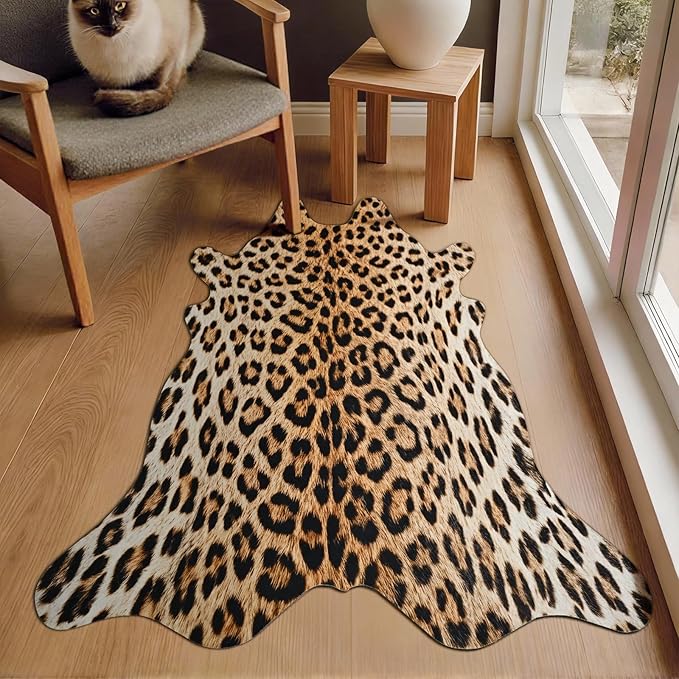 HOMORE Leopard Rug, 2.3x3.6 Feet Animal Skin Print Rug,Small Cheetah Rugs for Wall Art Decor,Western Floor Carpet for Bedroom Bedside Living Room Desk