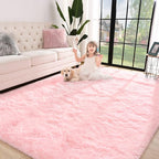 Jelymark Super Soft Shaggy Rug for Bedroom, 4x5.9 Feet Fluffy Carpet for Living Room, Fuzzy Indoor Plush Area Rug for Home Decor, Furry Floor Rugs for Dorm, Kids Nursery Rug for Girls, Pink