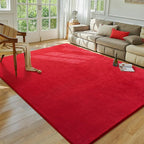 Softlife Red Area Rug for Bedroom Living Room, Solid Non-Slip 6x9 Fluffy Carpet with Soft Low Pile for Kids Boys Girls, Machine Washable Fuzzy Aethetic Rugs Home Dorm Decor