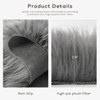 Ashler Faux Fur Rug, Fluffy Shaggy Area Rug Ultra Soft 2 x 3 Feet Sheepskin Fur, Dark Grey Fuzzy Rug Machine Washable Shag Rug, Nursery Decor Throw Rugs for Bedroom, Living Room, Kids Room