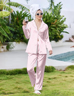 Ekouaer Pajamas For Women Set Silk Pjs 2 Piece Satin Sleepwear Long Sleeve Button Down Lounge Sets With Pant