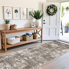 3x12 ft Long Hallway Runner Rug – Non-Slip Washable Carpet Runners for Kitchen Entryway Bathroom Modern Abstract Neutral Low-Pile Thin (Brown Beige,3x12)