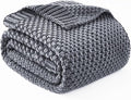 Topcee Knitted Weighted Blanket - 50"x60" 5lbs Cooling Chunky Knit Heavy Blanket for Adults Cable Yarn Knit Decorative No Beads Soft, Cozy and Cooling Weighted Throw Blankets Machine Washable