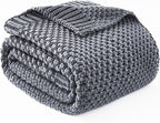 Topcee Knitted Weighted Blanket - 60"x80" 15lbs Queen Size Cooling Chunky Knit Heavy Blanket for Adults Cable Yarn Knit Decorative No Beads Soft Cozy and Cooling Weighted Throw Machine Washable
