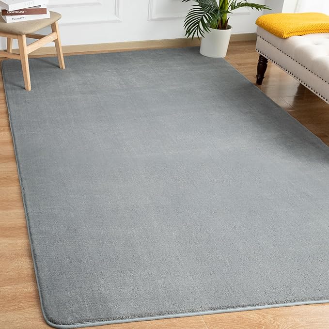 Andecor Shag Area Rug Fluffy Carpets, 5x7 Grey Washable Living Room Bedroom Rugs, Soft Fuzzy Indoor Rugs for Dorm Boys Girls Kids Room Nursery Home Decorations