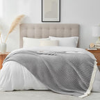 Snuggle Sac Fluffy Grey Blanket Twin Size, Soft Luxurious Knit Fuzzy Microfiber Blankets for Couch, Sofa, Bed, Grey, 60x80 inches