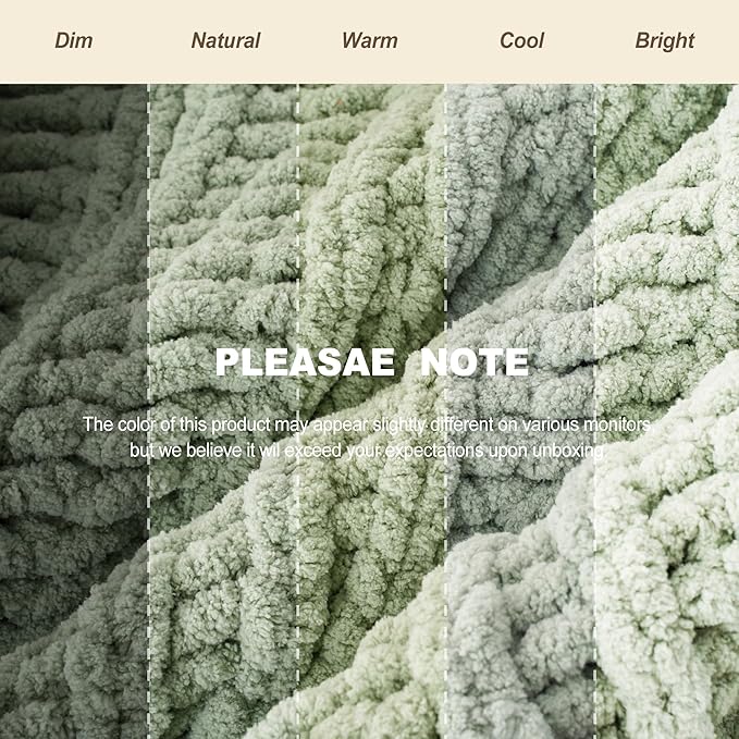 Battilo Chunky Knit Blanket Throw，Sage Throw Blanket for Couch, Thick Warm Soft Cozy Knitted Chenille Throw Blanket for Sofa, Bed, Living Room, 50"x60"