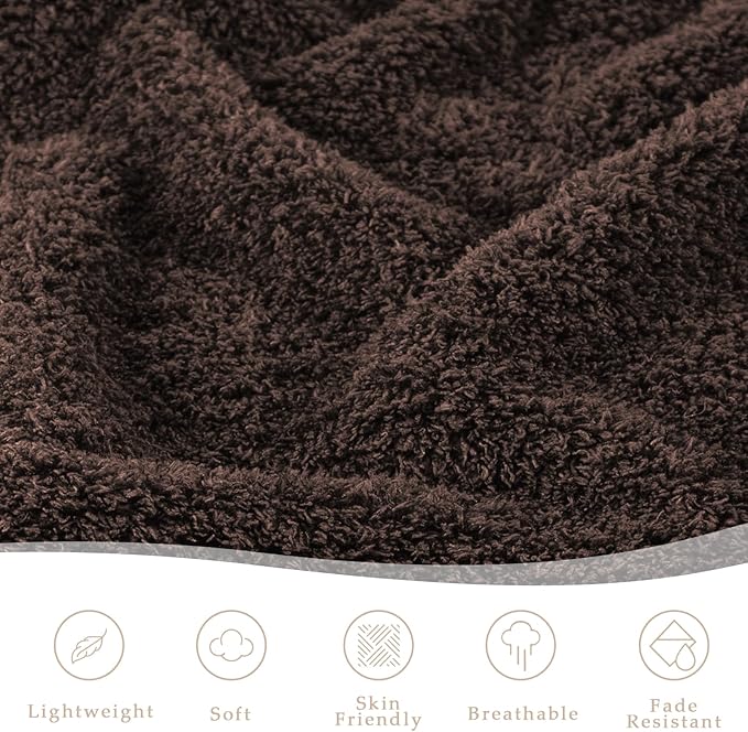 Exclusivo Mezcla Fleece Coffee Throw Blanket for Couch Sofa, Ultra Soft, Lightweight and Fluffy Blankets for Women, All Season, 50x60 Inches