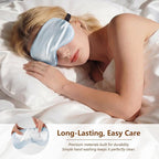 Sleep Mask Silk Eye Mask for Men Sleeping Mask, Adjustable Elastic Strap for Night Shading Sleep Mask, Soft and Comfortable for Both Men and Women (Light Blue)