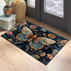 Butterfly Area Rug 2x3 ft Entry Rug Washable Boho Rugs Non Slip Low Pile Floral Door Mat Small Carpet for Bedroom, Bedside, Kids Room, Office, Dining Room