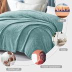 Exclusivo Mezcla Fleece King Size Blanket for Bed, 90x104 Inches Soft Cozy Jacquard Flannel Blankets, Lightweight Fuzzy Plush Warm for Women, Celadon
