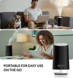 GENIANI Portable Small Cool Mist Humidifier – USB Powered (Not Rechargeable), Compact Desktop Humidifier for Plants, Office, Baby Room – Auto Shut Off & Night Light – Black, 0.25L