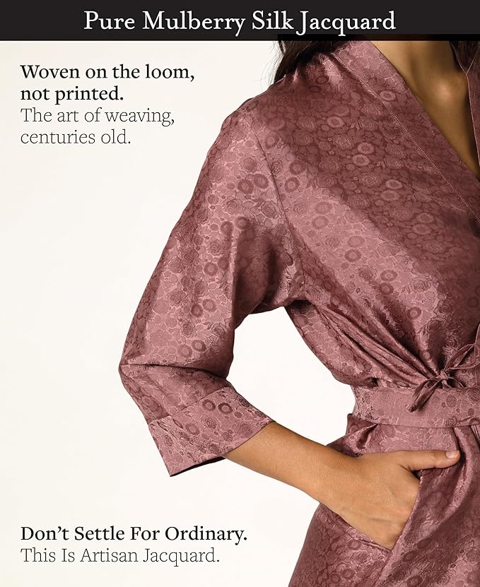 Tara Sartoria Luxury Artisan Silk Robe for Women, Washable, Full Length, Jacquard, XS–4XL, Oprah Daily 2025