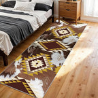 Western Rugs for Living Room,2x6ft,Moroccan Geometric Runner Rug,Cow Print Decor Faux Cowhide Rug,Machine Washable Western Decor Hallway Runner Rugs,Floor Mat for Kitchen, Bedroom Entrance,