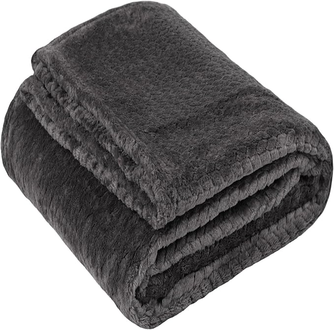 Waffle Knit Textured Throw Blanket Soft for Couch, Sofa, Twin Bed, Kids, Adults, 50” x 60” Chenille Knit Blanket, Boho Throw Blanket for Home Decor 250 GSM (Slate Grey)