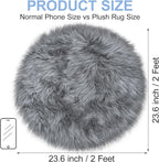 Grey Round Rugs for Bedroom, Fluffy Circle Rug 2 2 Feet for Kids Room, Furry Carpet for Teen Girls Room, Non-Slip Shaggy Circular Rug Plush Rug