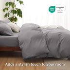 Bedsure Duvet Cover with Fitted Sheet Queen - Cooling Deep Pocket, Hotel Luxury Soft Double Brushed Bedding Set with Zipper Closure, 1 Duvet Cover, 1 Fitted Sheet, 2 Pillow Shams, NO Comforter, Grey
