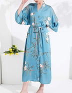 Aensso Long Soft Lightweight Silky Kimonos Robes for Women, Luxury Japanese Floral Womens Kimono Robe